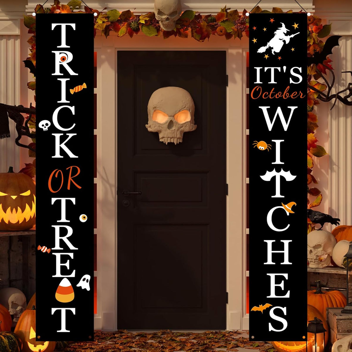 DAZONGE Halloween Porch Banners for Hanging Decorations Indoor Outdoor