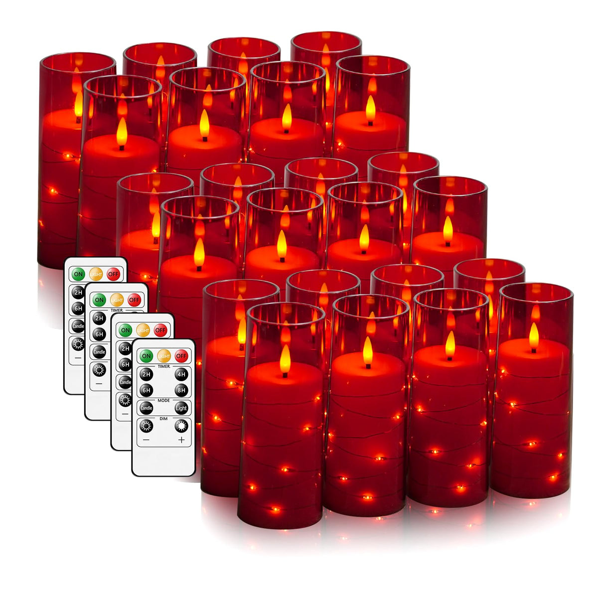 kakoya Flameless LED Candles with Timer 5 Pc Flickering Flameless Candles for Romantic Ambiance and Home Decoration Stable Acrylic Shell,with Embedded Star String，Battery Operated Candles（Grey）