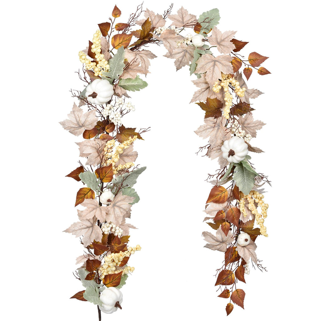 DearHouse 2 Pack Fall Garland Maple Leaf, 5.9Ft/Piece Hanging Vine Garland Artificial Autumn Foliage Garland Thanksgiving Decor for Home Wedding Fireplace Party Christmas (Green)