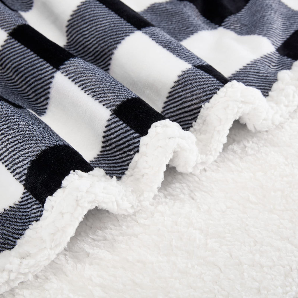Touchat Sherpa Red and Black Buffalo Plaid Christmas Twin Blanket 60" X 70", Fuzzy Fluffy Soft Cozy Throw Blanket, Fleece Flannel Plush Microfiber Blanket for Couch Bed Sofa