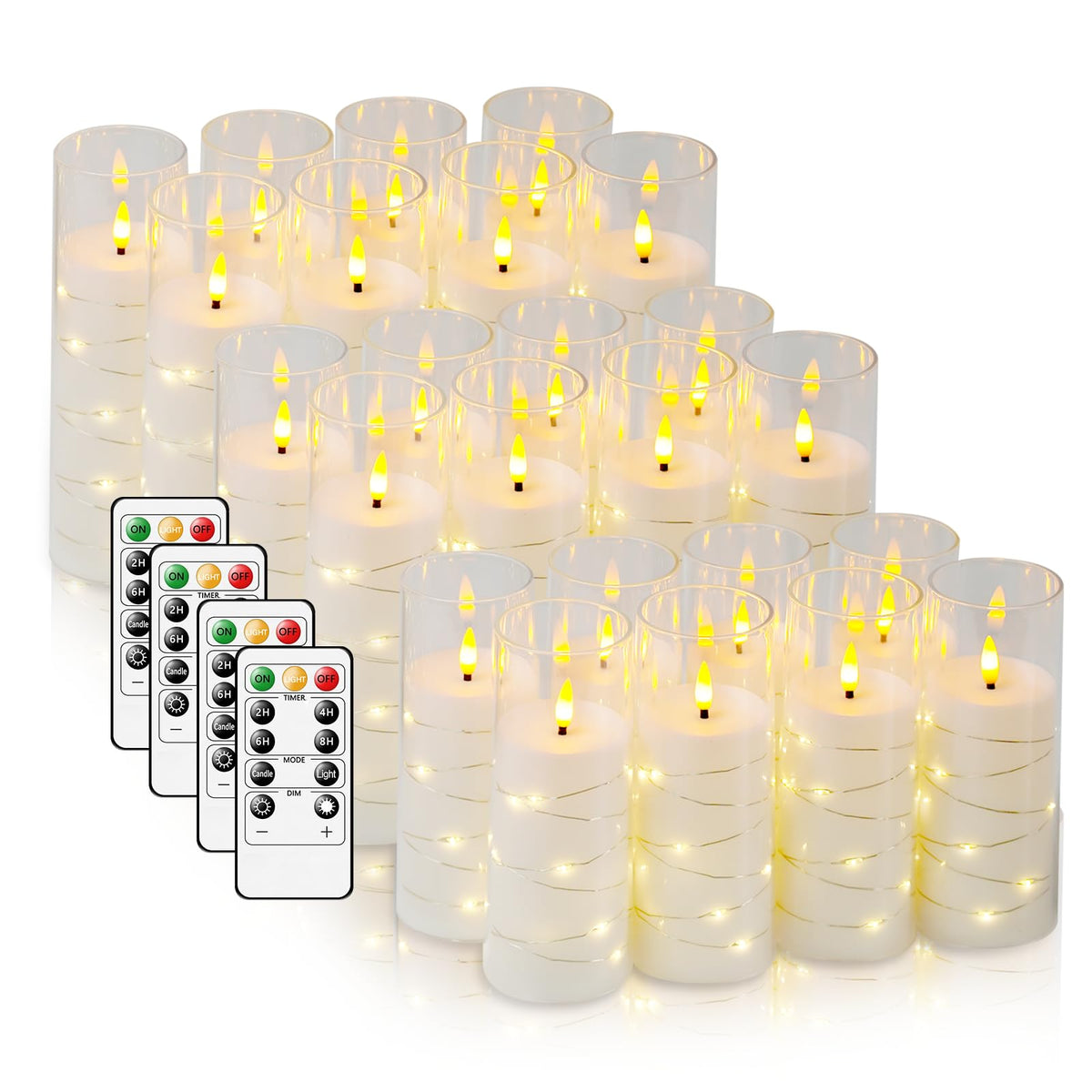 kakoya Flameless LED Candles with Timer 5 Pc Flickering Flameless Candles for Romantic Ambiance and Home Decoration Stable Acrylic Shell,with Embedded Star String，Battery Operated Candles（Grey）