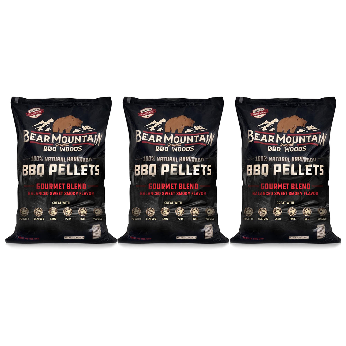 Bear Mountain 2-Pack All Natural Wood Pellets for Smoker, Grill & BBQ, 20 Lbs, Cherry - Premium Hardwood Barbecue Pellets for Indoor and Outdoor Grilling
