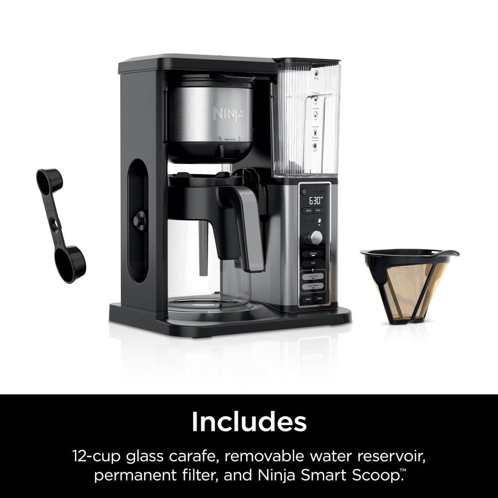 Ninja Coffee Maker, 10-Cup Carafe, Fold-Away Frother, Black, CM401