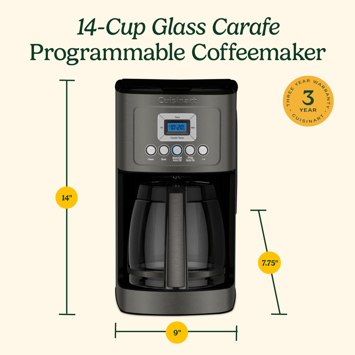 Cuisinart Coffee Maker, Programmable, 14-Cup Glass Carafe, DCC-3200
