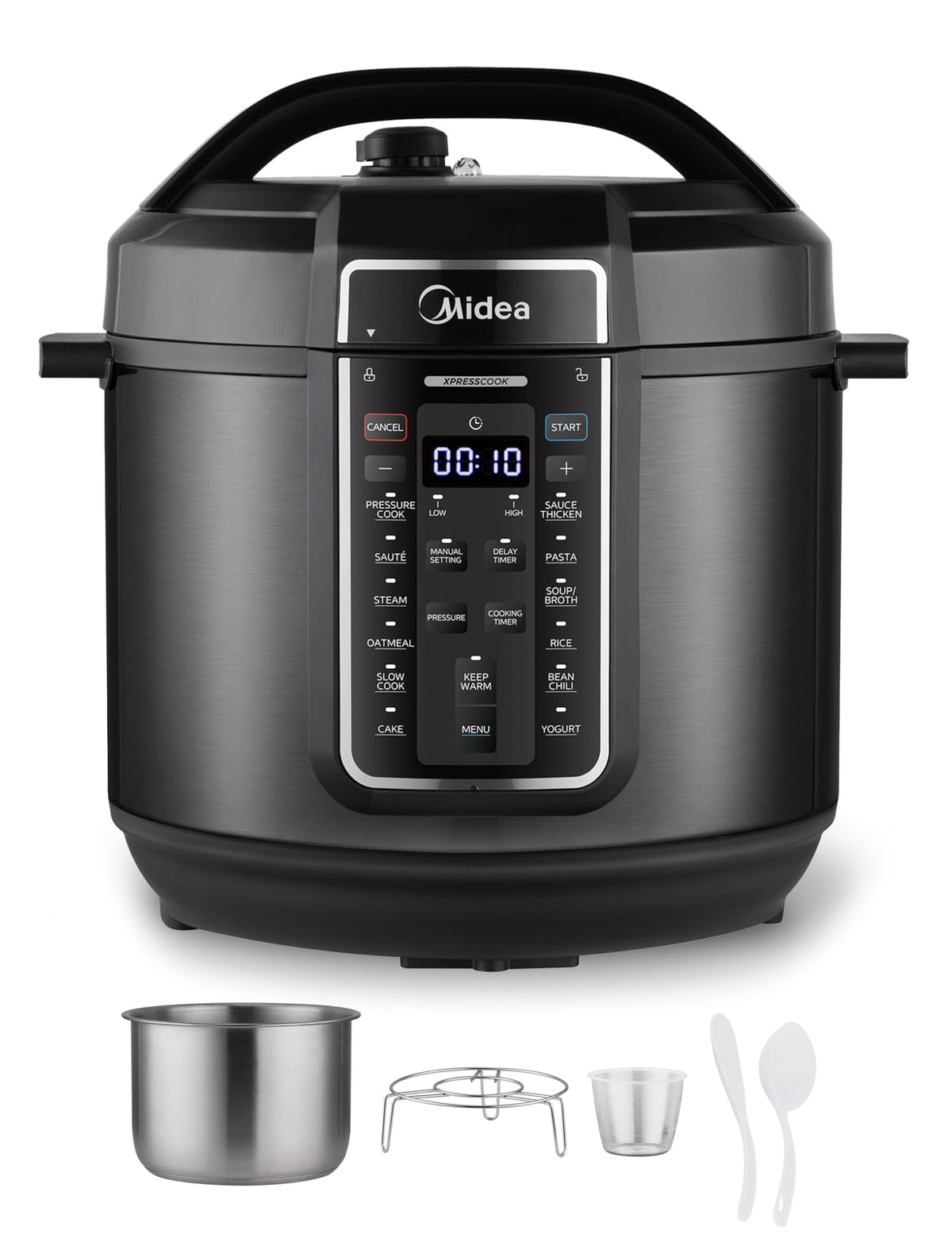 Midea 12-in-1 Electric Pressure Cooker, 6 Quarts, 12 Presets, Multi-Functional Programmable Slow Cooker, Rice Cooker, Steamer, Sauté Pan, Yogurt Maker, and More, Stainless Steel