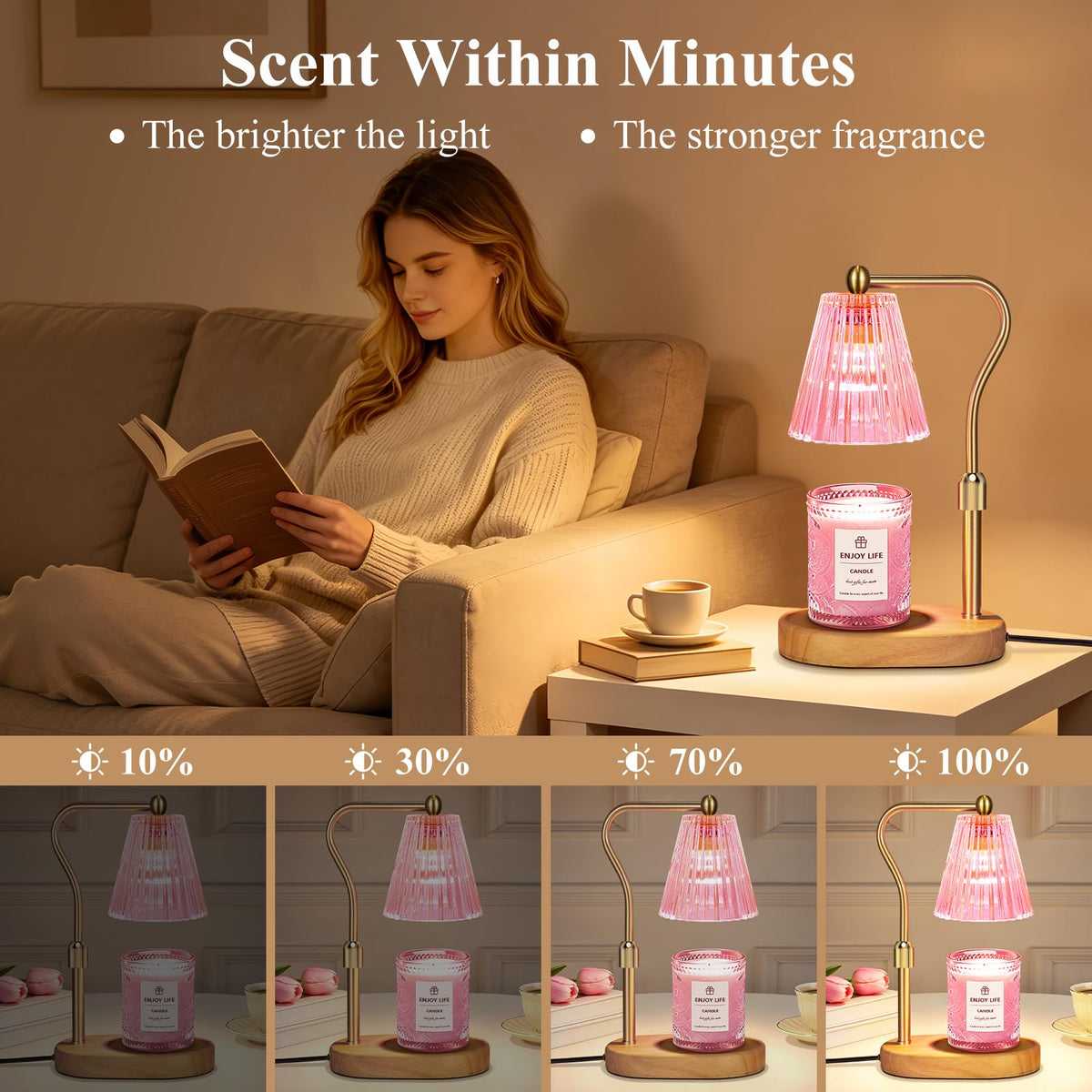seenlast Candle Warmer Lamp with Timer Dimmer Adjustable Height for New Home Bedroom,Mothers Day Gifts,Vintage Home Decor for Scented Jar