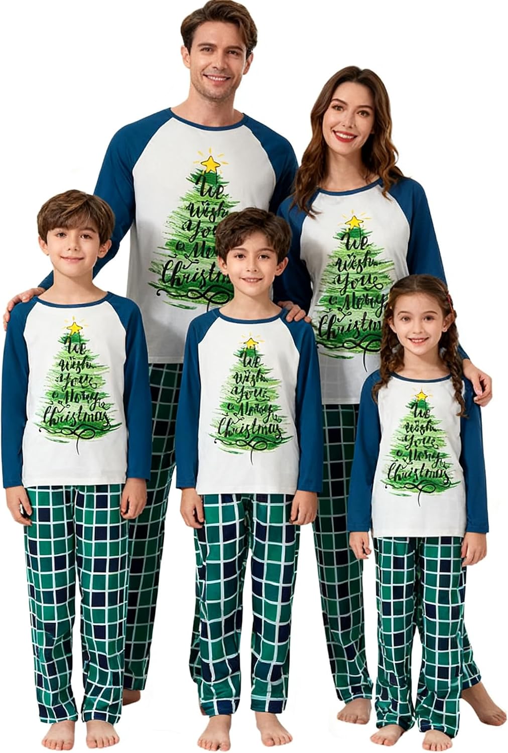OAKFashion Christmas Family Pajamas Holiday Christma Pajama Family Matching Pjs Set Sleepwear Xmas Jammies