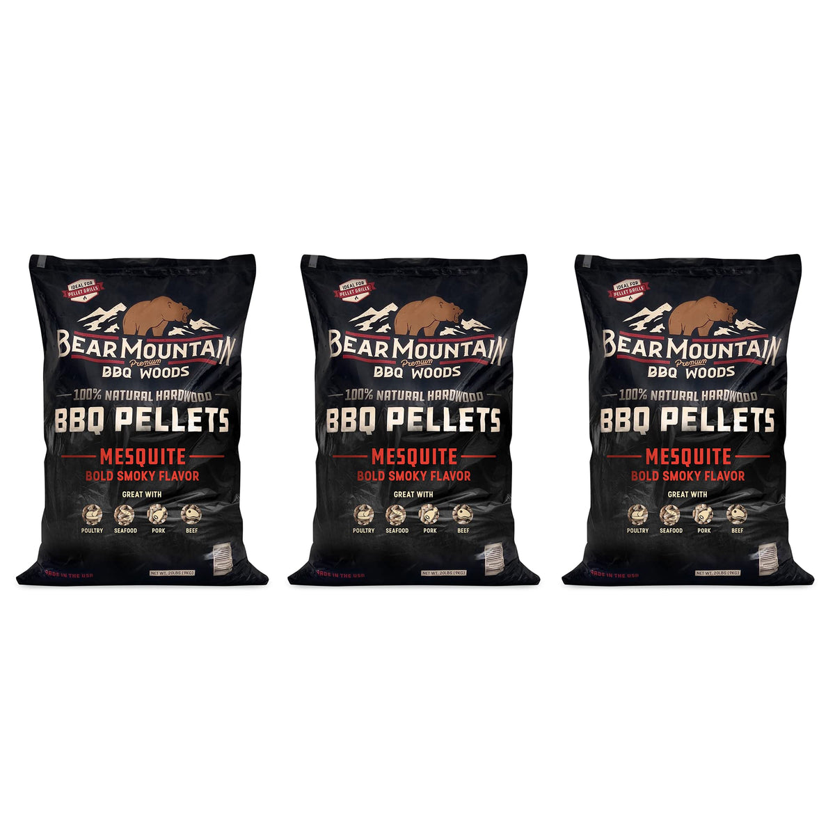 Bear Mountain 2-Pack All Natural Wood Pellets for Smoker, Grill & BBQ, 20 Lbs, Cherry - Premium Hardwood Barbecue Pellets for Indoor and Outdoor Grilling