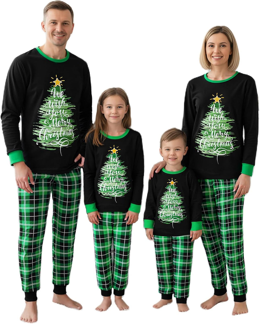 OAKFashion Christmas Family Pajamas Holiday Christma Pajama Family Matching Pjs Set Sleepwear Xmas Jammies