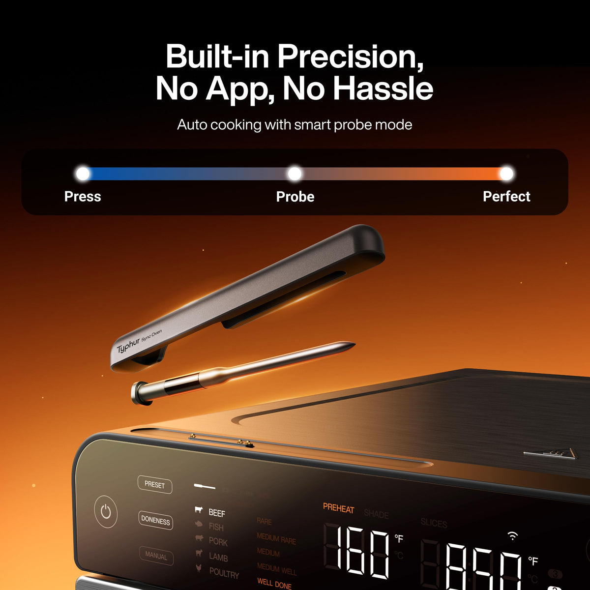 Typhur Sync Air Fryer Oven, Smart AI Wireless Probe, 360° Turbo Convection