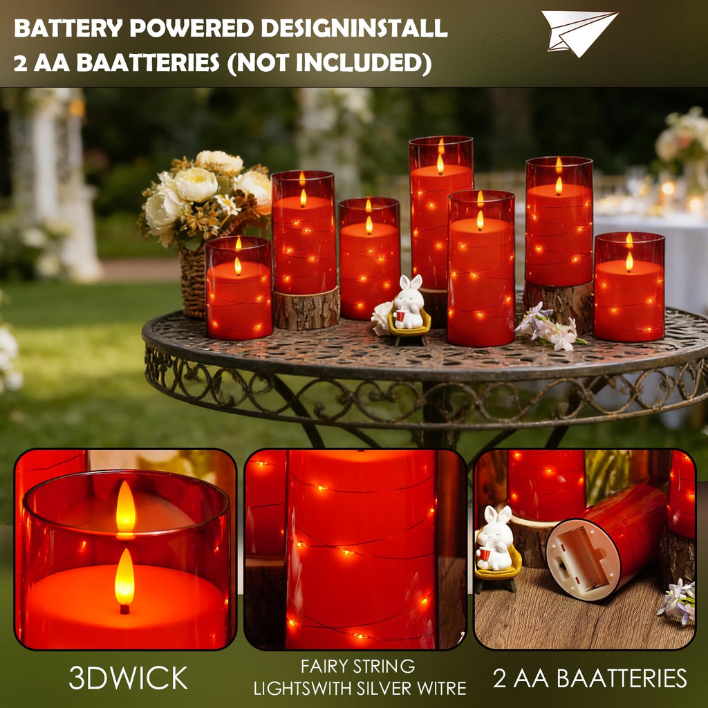 kakoya Flameless LED Candles with Timer 5 Pc Flickering Flameless Candles for Romantic Ambiance and Home Decoration Stable Acrylic Shell,with Embedded Star String，Battery Operated Candles（Grey）