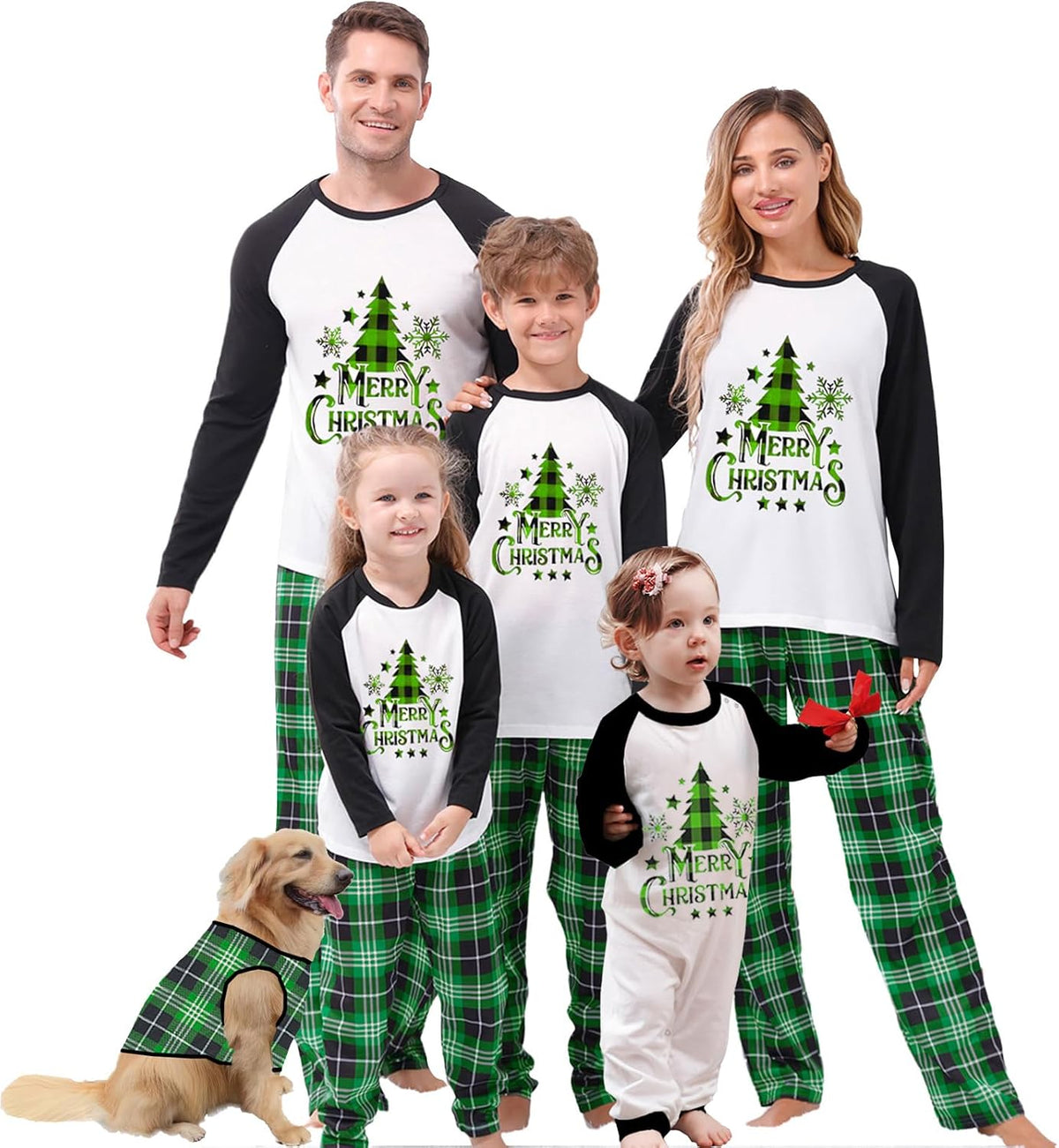 OAKFashion Christmas Family Pajamas Holiday Christma Pajama Family Matching Pjs Set Sleepwear Xmas Jammies