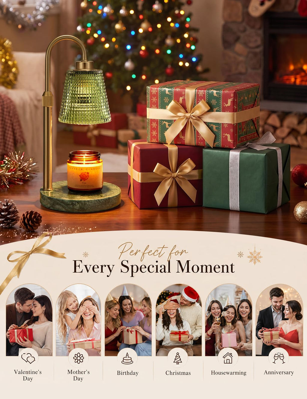 Innqoo Candle Warmer Lamp with Timer Home Decor Birthday Gifts for Women