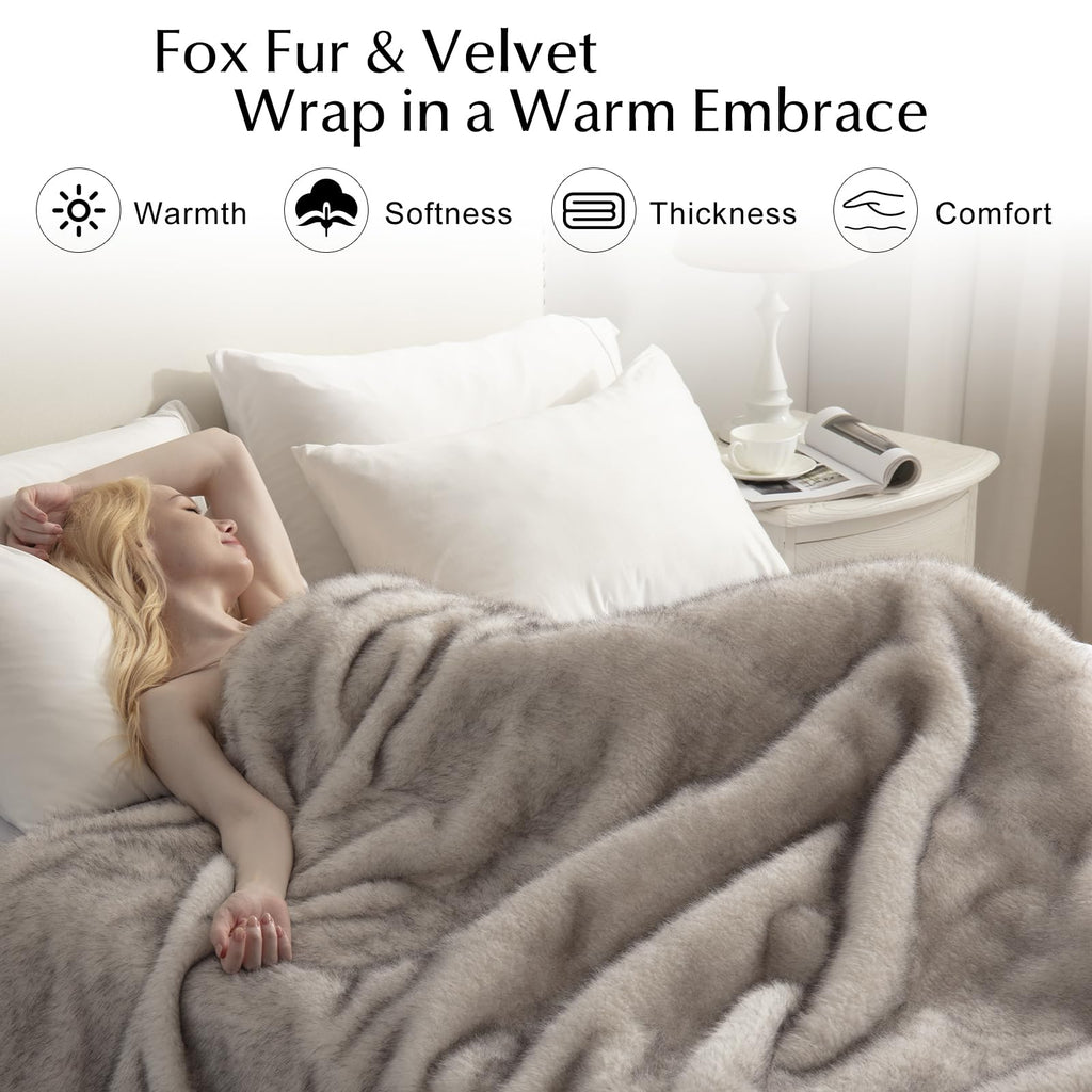 SNUGSUN Heated Blanket Throw Size, Soft and Cozy Electric Heating Blanket for Bed, Automatic Safety System 6 Heating Levels & 4 Hours Auto-Off Gift for Grandma,50" x 60" London Grey