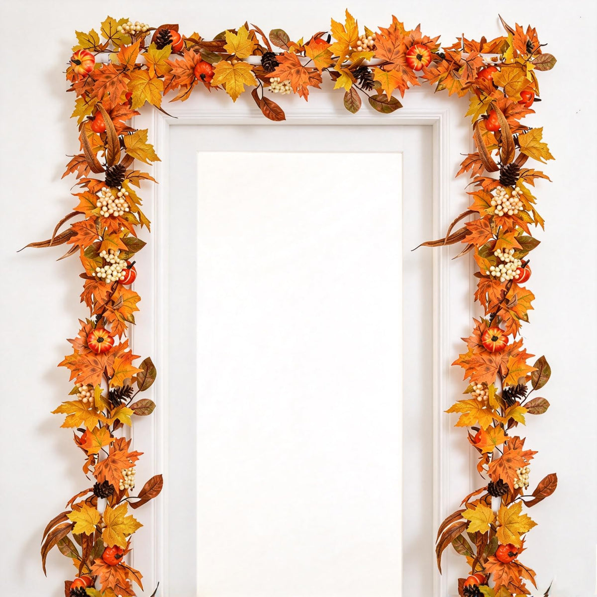 DearHouse 2 Pack Fall Garland Maple Leaf, 5.9Ft/Piece Hanging Vine Garland Artificial Autumn Foliage Garland Thanksgiving Decor for Home Wedding Fireplace Party Christmas (Green)