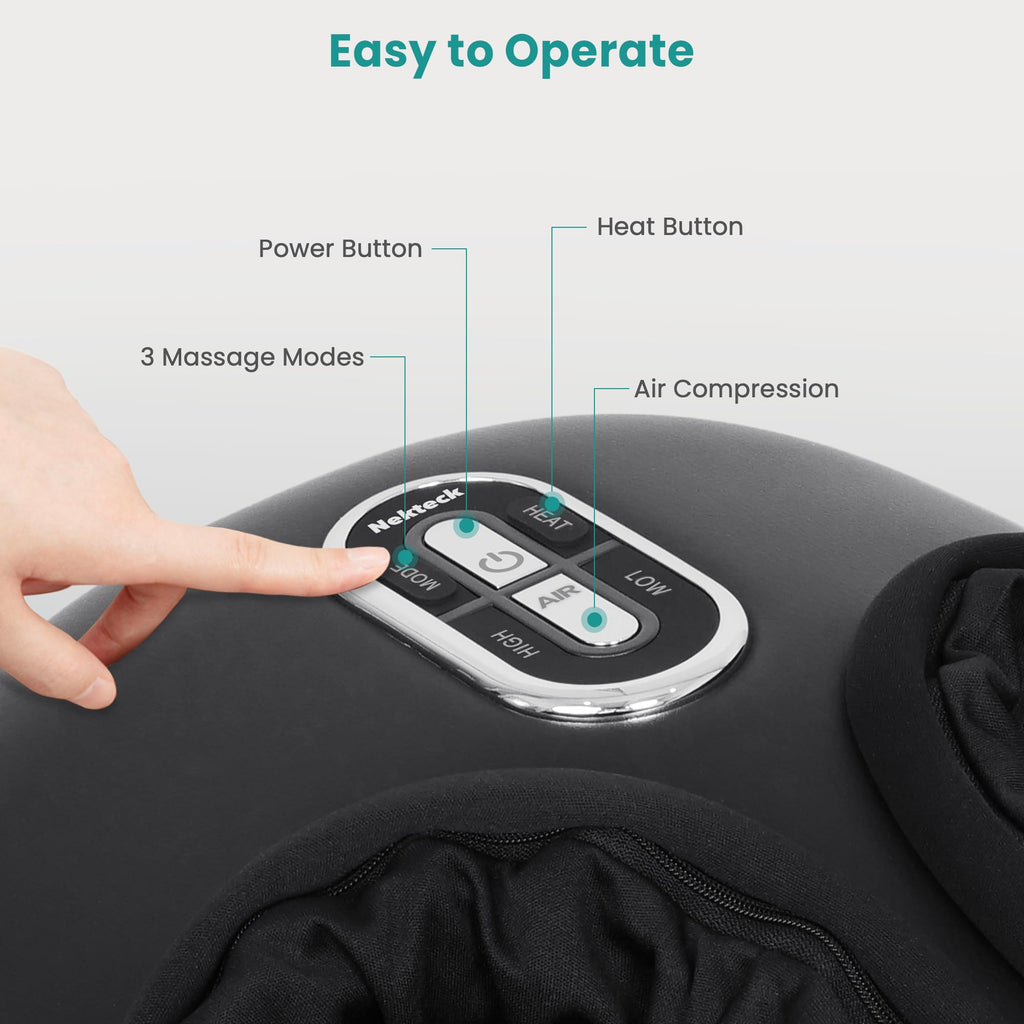 Nekteck Shiatsu Foot Massager with Heat [2026 Upgraded], 3 Modes Deep Kneading Therapy Air Compression, Feet Massage for Plantar Fasciitis, Relaxation Gifts for Men Women Mom Dad Birthday