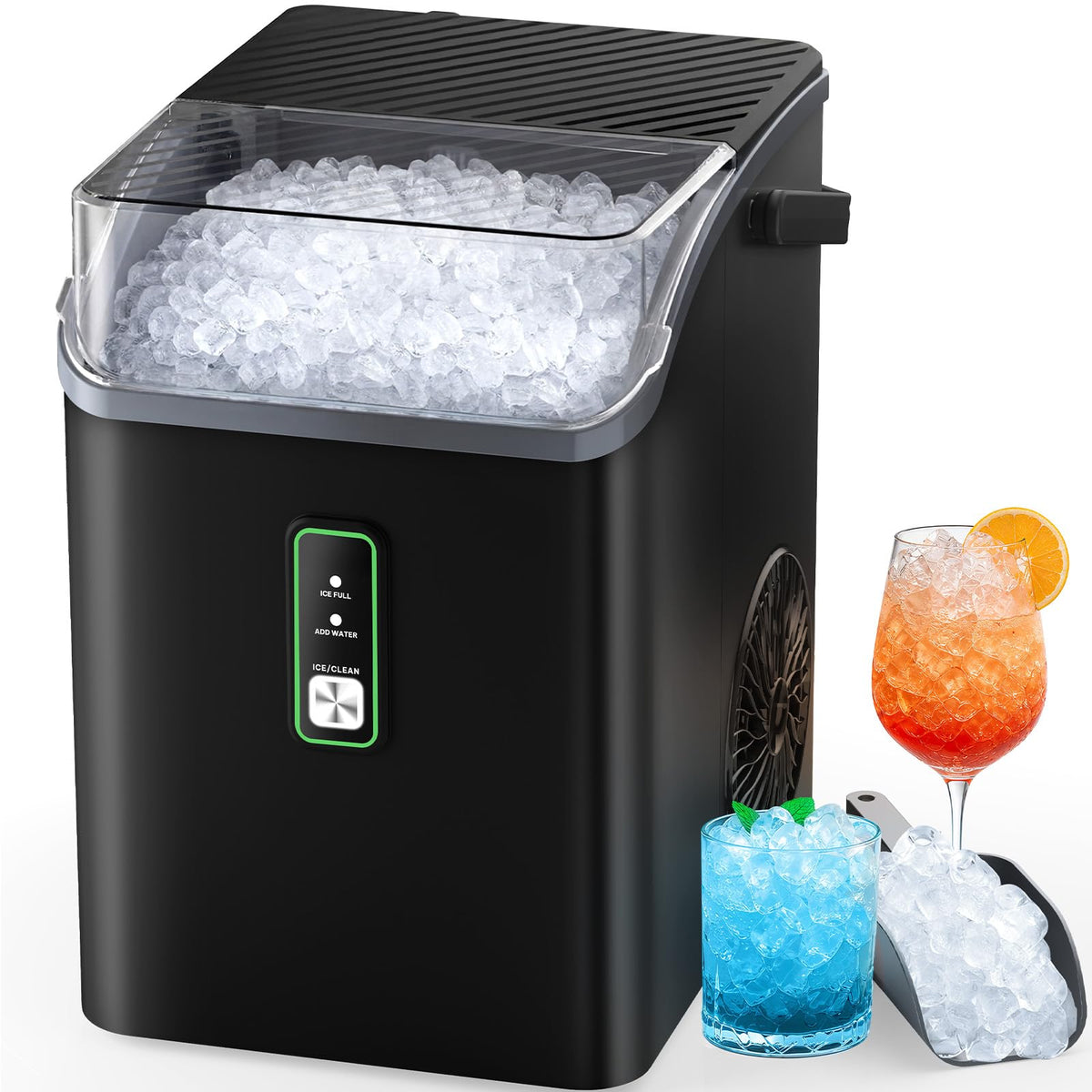 Silonn Ice Maker Countertop, Portable Ice Machine with Carry Handle, Self-Cleaning Ice Makers with Basket and Scoop, 9 Cubes in 6 Mins, 26 lbs per Day, Ideal for Home, Kitchen, Camping, RV