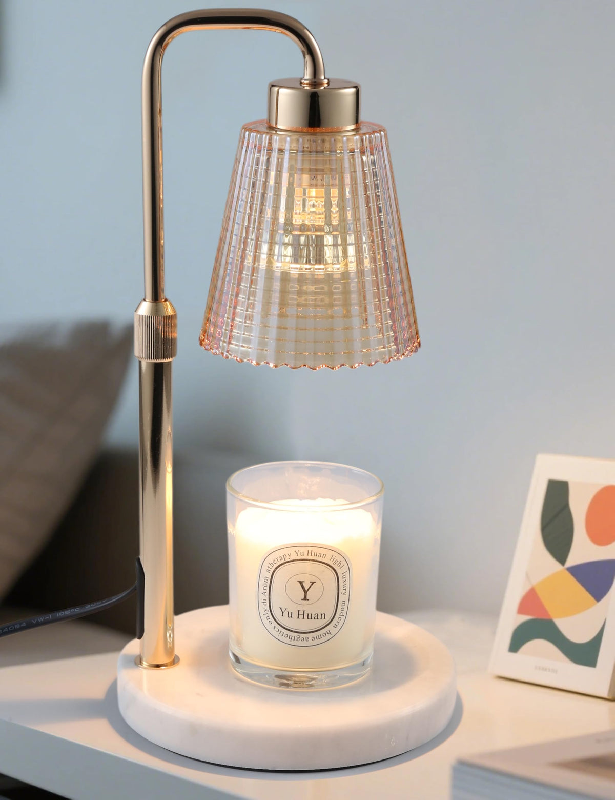 Gold Candle Warmer Lamp with 24h Cycle Timer, Dimmable Wax Melt Warmer