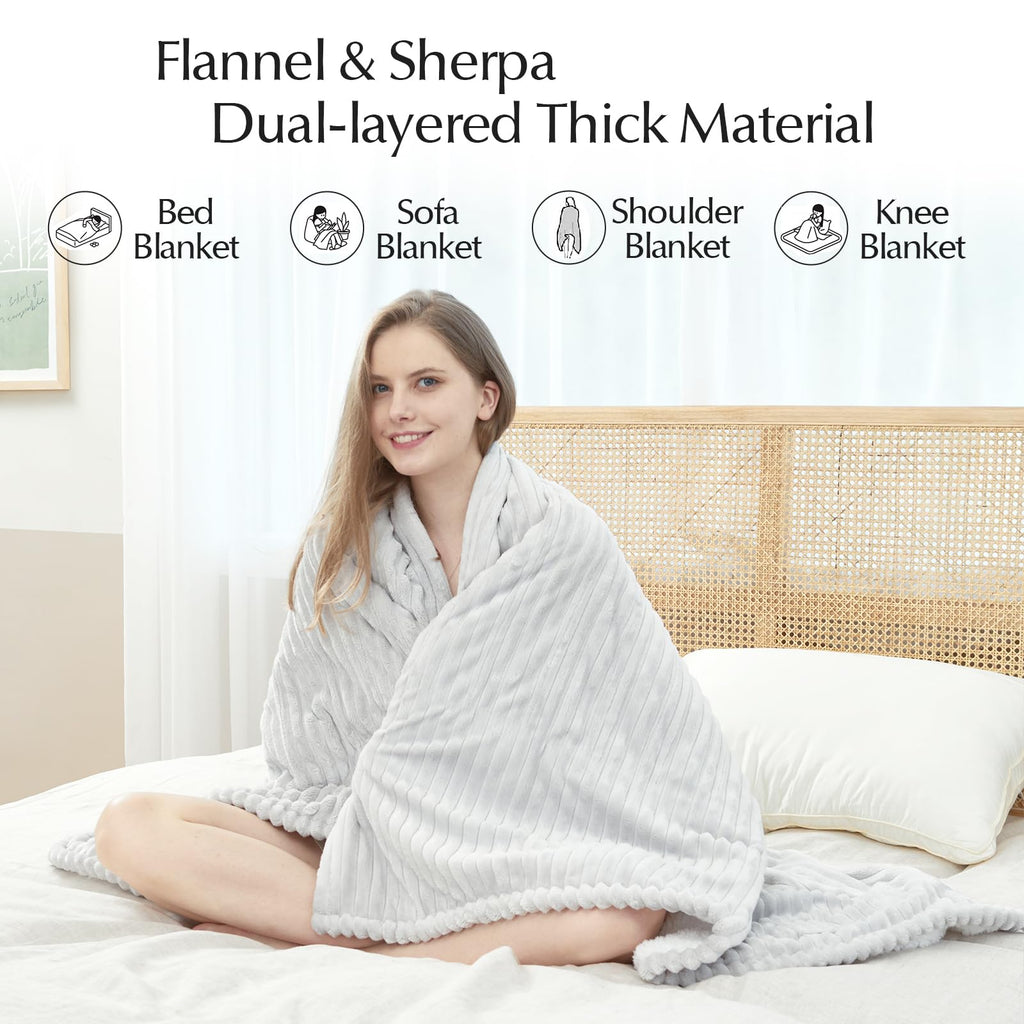 SNUGSUN Heated Blanket Throw Size, Soft and Cozy Electric Heating Blanket for Bed, Automatic Safety System 6 Heating Levels & 4 Hours Auto-Off Gift for Grandma,50" x 60" London Grey