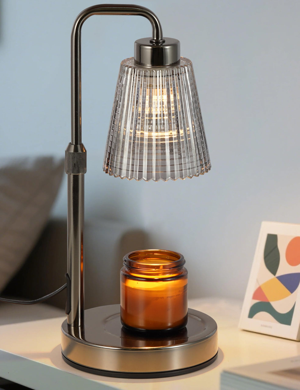 Gold Candle Warmer Lamp with 24h Cycle Timer, Dimmable Wax Melt Warmer