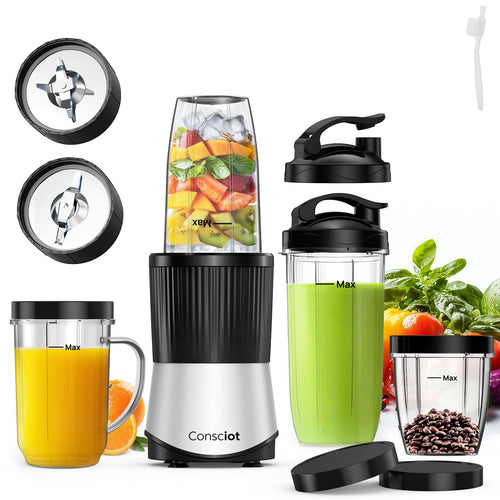 Consciot 11-Piece Blender for Kitchen and Personal Size, 900 Peak Watts