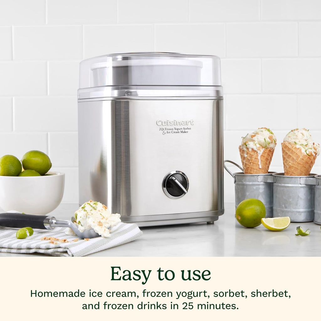 Cuisinart Ice Cream Maker Machine, Fully Automatic, 2 qt, ICE-30BCP1ES