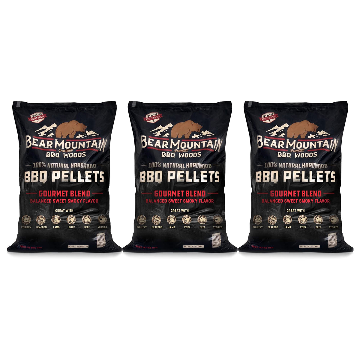 Bear Mountain 2-Pack All Natural Wood Pellets for Smoker, Grill & BBQ, 20 Lbs, Cherry - Premium Hardwood Barbecue Pellets for Indoor and Outdoor Grilling