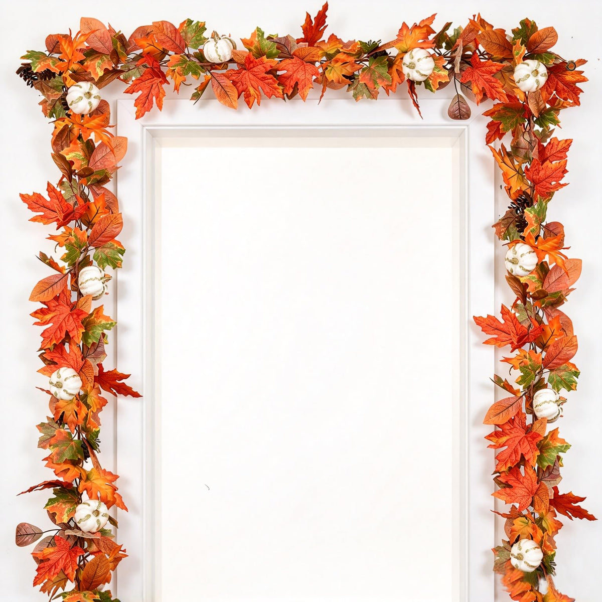 DearHouse 2 Pack Fall Garland Maple Leaf, 5.9Ft/Piece Hanging Vine Garland Artificial Autumn Foliage Garland Thanksgiving Decor for Home Wedding Fireplace Party Christmas (Green)