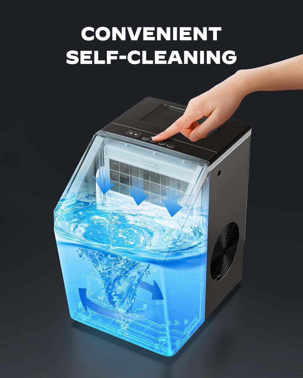 Silonn Ice Maker Countertop, Portable Ice Machine with Carry Handle, Self-Cleaning Ice Makers with Basket and Scoop, 9 Cubes in 6 Mins, 26 lbs per Day, Ideal for Home, Kitchen, Camping, RV