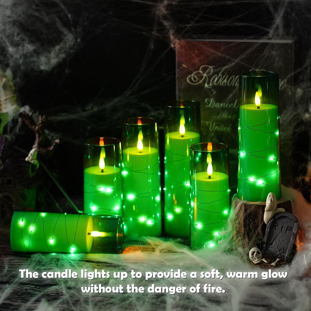 kakoya Flameless LED Candles with Timer 5 Pc Flickering Flameless Candles for Romantic Ambiance and Home Decoration Stable Acrylic Shell,with Embedded Star String，Battery Operated Candles（Grey）