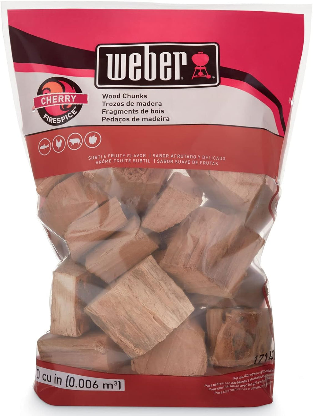 Weber® Cherry Wood Chunks, Outdoor Cooking Fuel, 4 lb