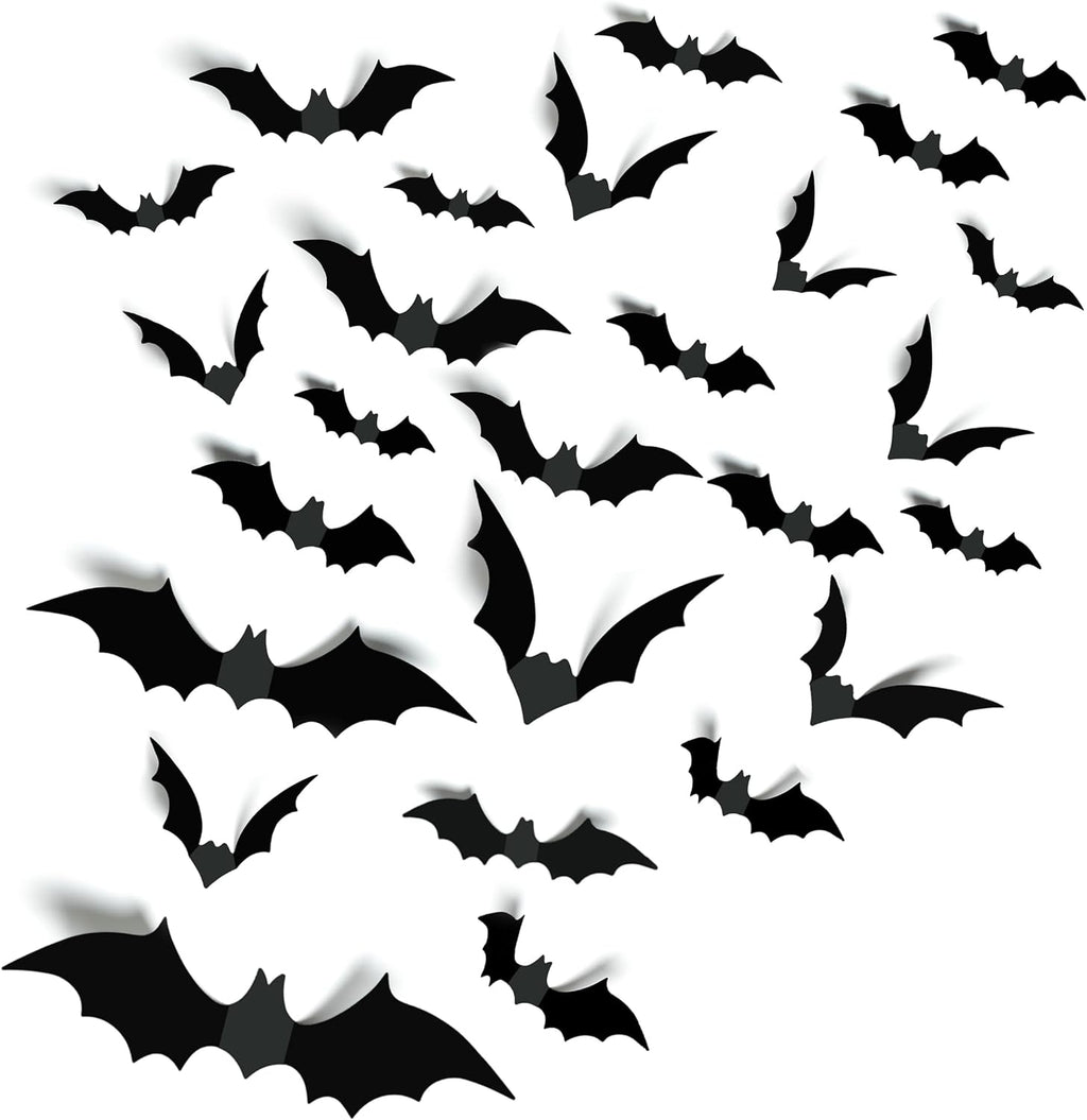 140Pcs 3D Bats Halloween Decorations Realistic PVC Wall Decor