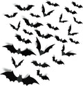 140Pcs 3D Bats Halloween Decorations Realistic PVC Wall Decor