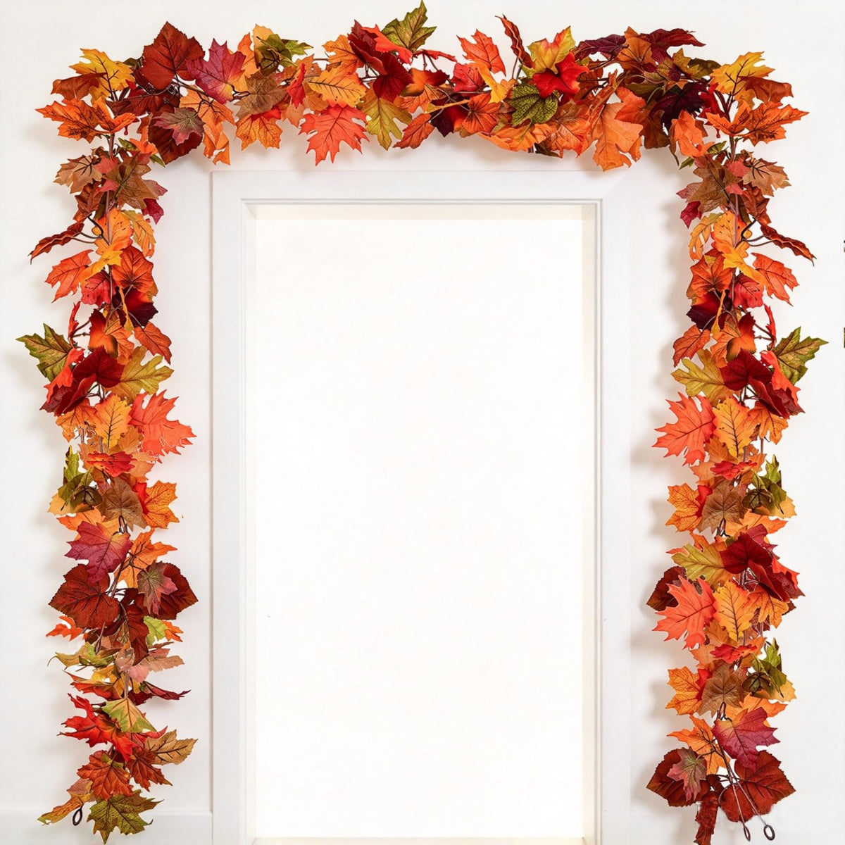 DearHouse 2 Pack Fall Garland Maple Leaf, 5.9Ft/Piece Hanging Vine Garland Artificial Autumn Foliage Garland Thanksgiving Decor for Home Wedding Fireplace Party Christmas (Green)