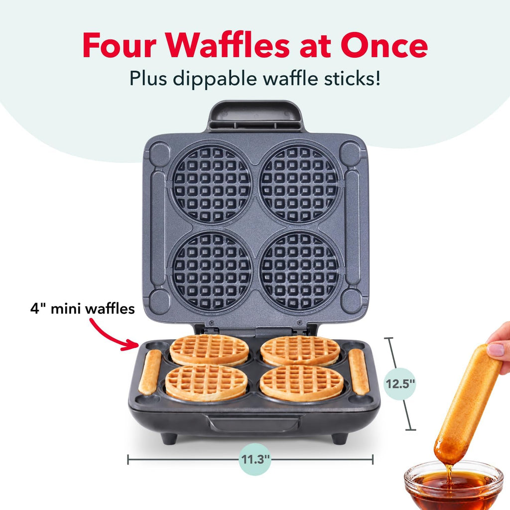 Dash Multi Mini Waffle Maker, Makes 4 Waffles at Once, Graphite