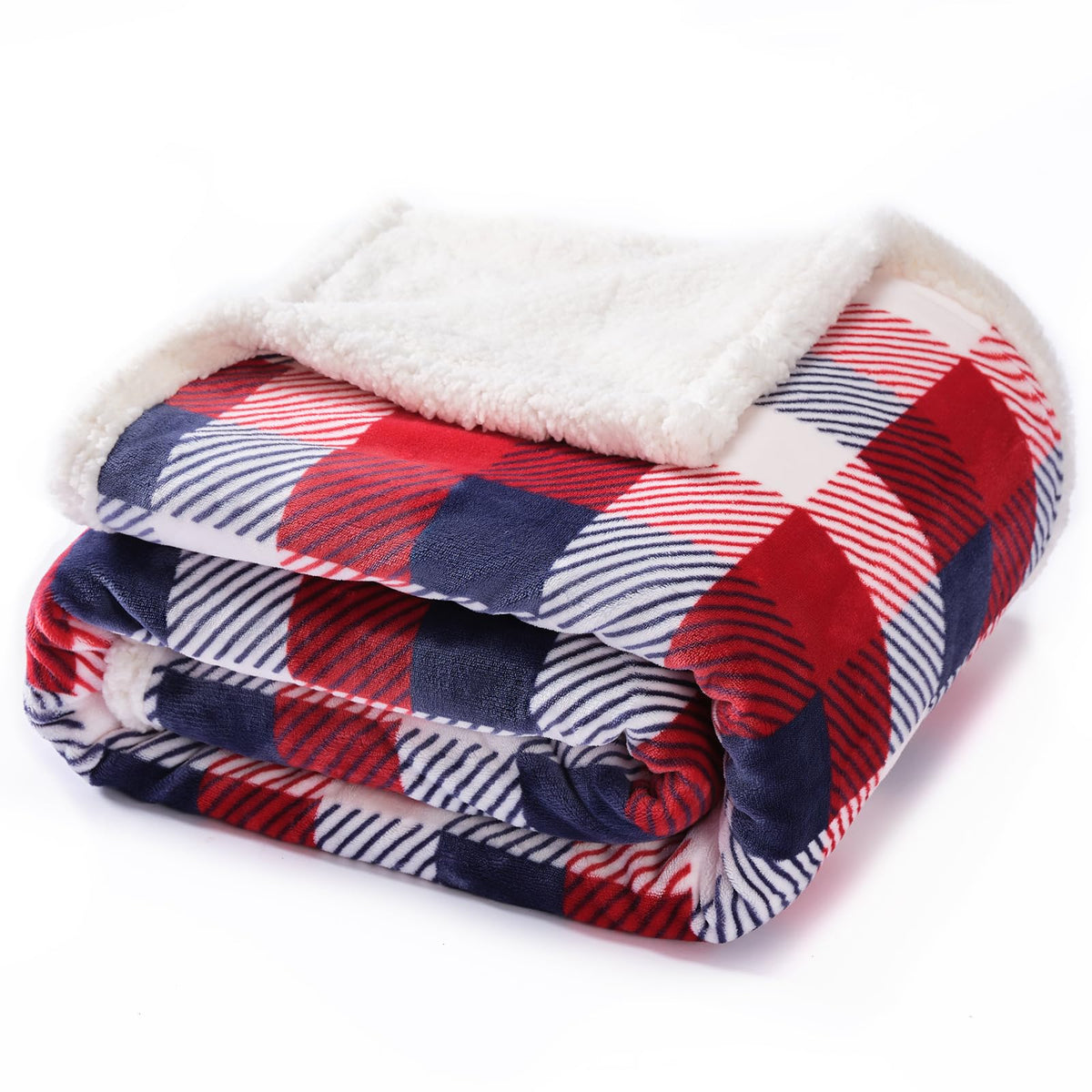 Touchat Sherpa Red and Black Buffalo Plaid Christmas Twin Blanket 60" X 70", Fuzzy Fluffy Soft Cozy Throw Blanket, Fleece Flannel Plush Microfiber Blanket for Couch Bed Sofa