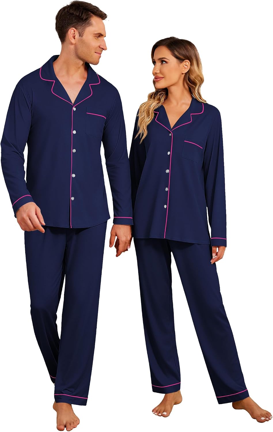 Ekouaer Christmas Family Matching Pajamas Long Sleeve Button Down Pj Set