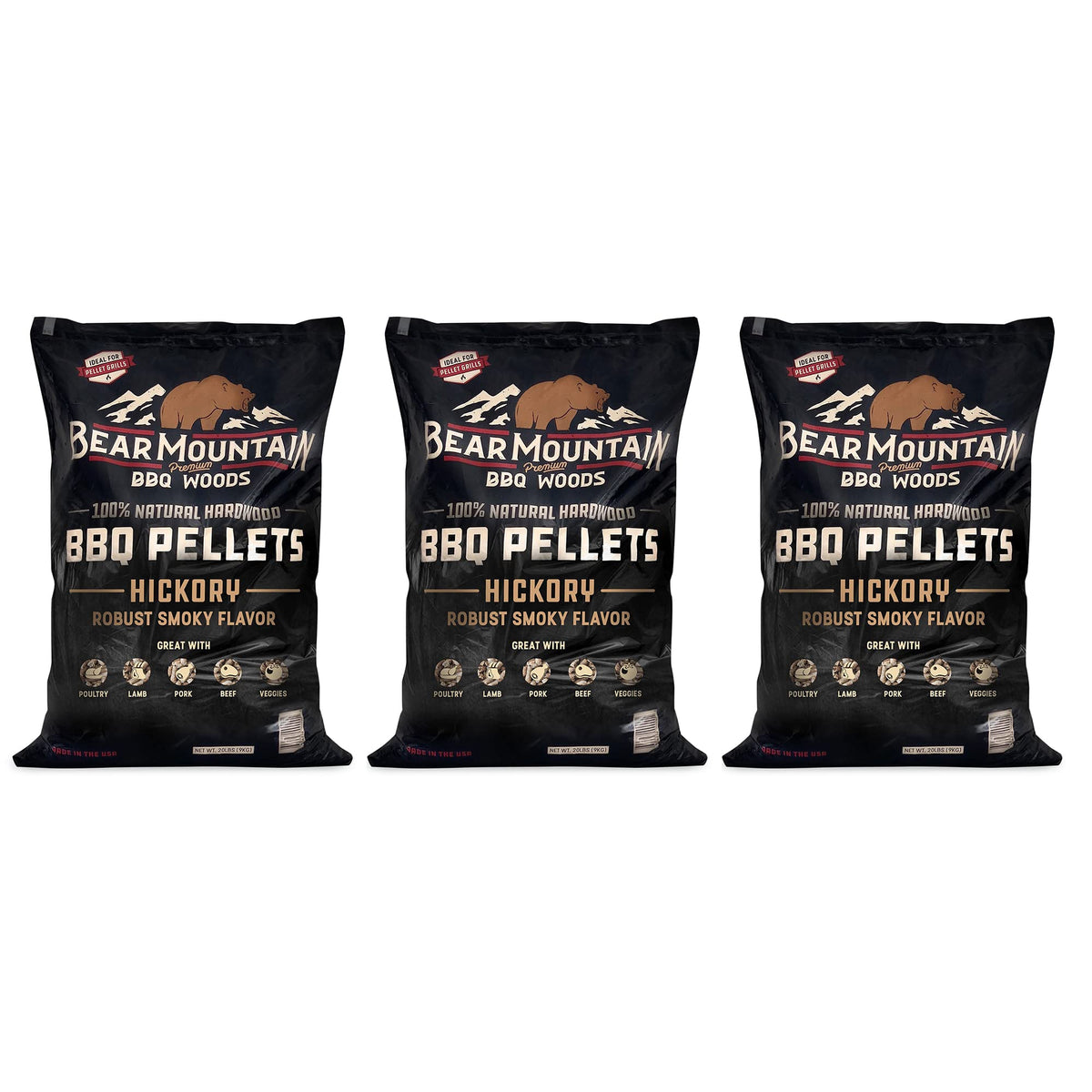 Bear Mountain 2-Pack All Natural Wood Pellets for Smoker, Grill & BBQ, 20 Lbs, Cherry - Premium Hardwood Barbecue Pellets for Indoor and Outdoor Grilling