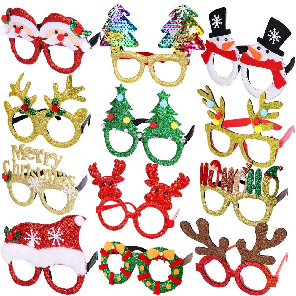 Max Fun 12Pcs Christmas Glasses Accessories Party Favors for Kids