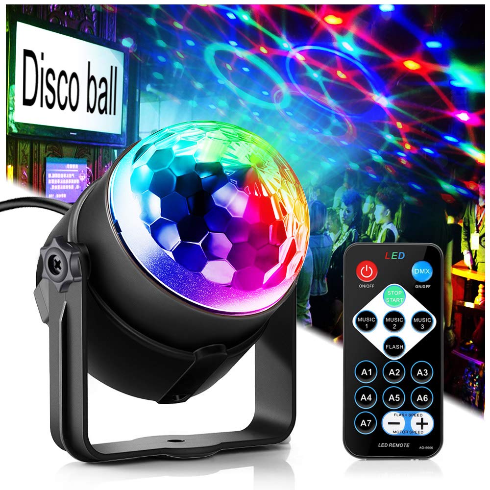 Disco Ball Light,Party Disco Strobe Ocean Star Projector Dj Dance Light Sound Activated with Remote Control Stage Rave for Parties Bar Birthday Wedding KTV Christmas Halloween Dancing Décor