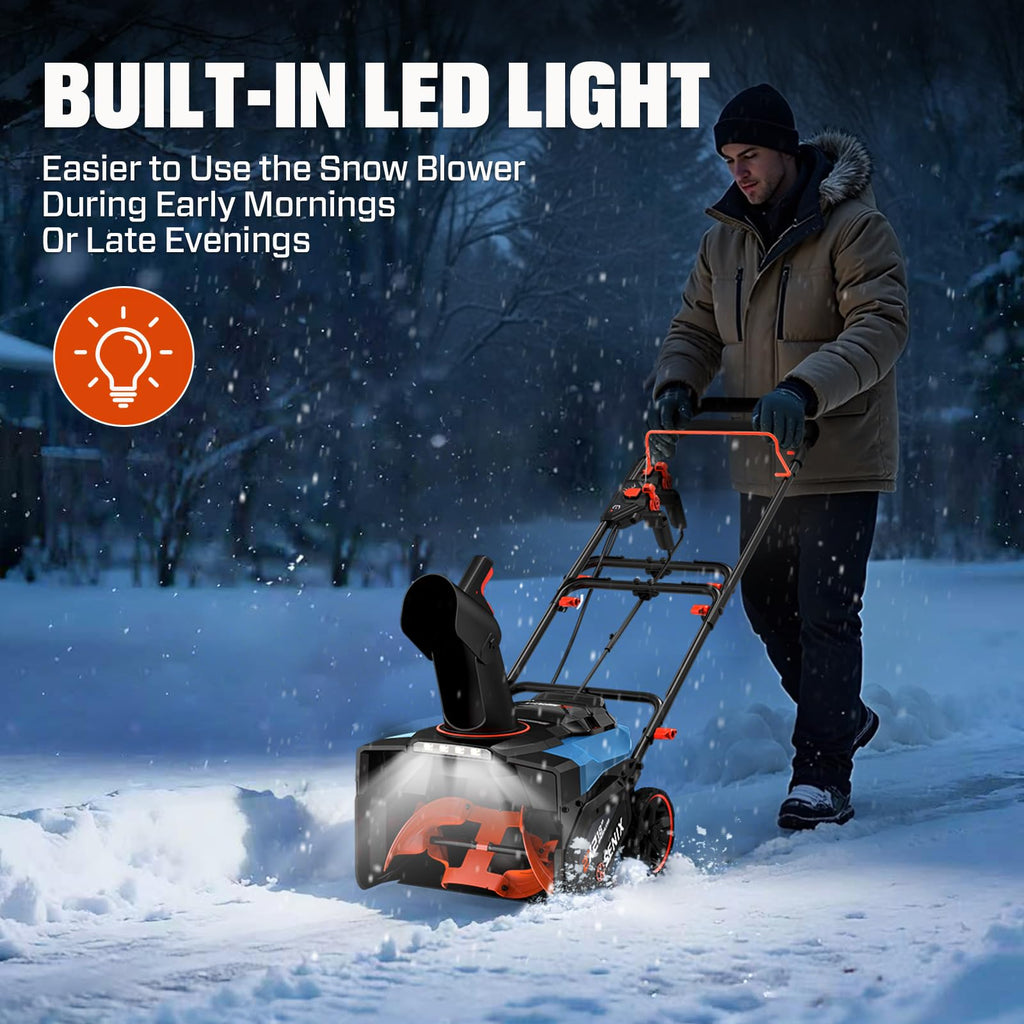SENIX 40V 21-Inch Cordless Snow Blower with Variable-Speed Steel Auger