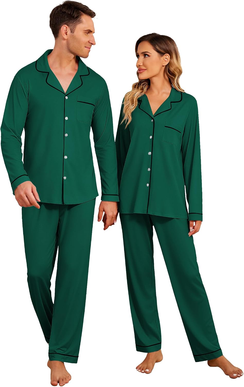Ekouaer Christmas Family Matching Pajamas Long Sleeve Button Down Pj Set