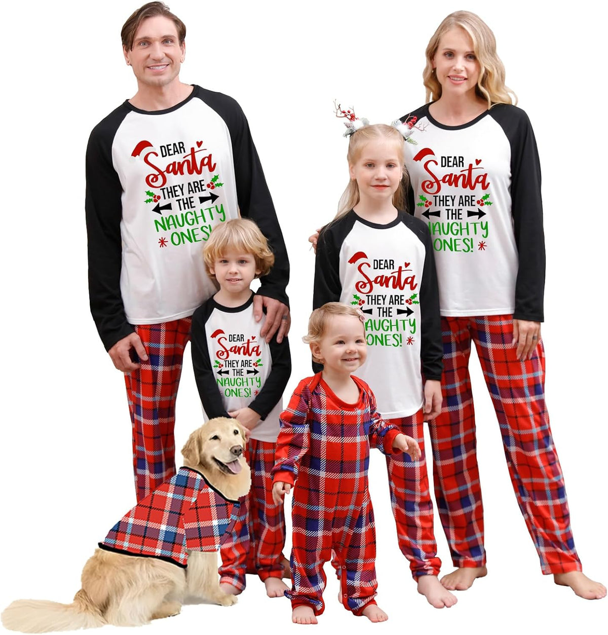 OAKFashion Christmas Family Pajamas Holiday Christma Pajama Family Matching Pjs Set Sleepwear Xmas Jammies