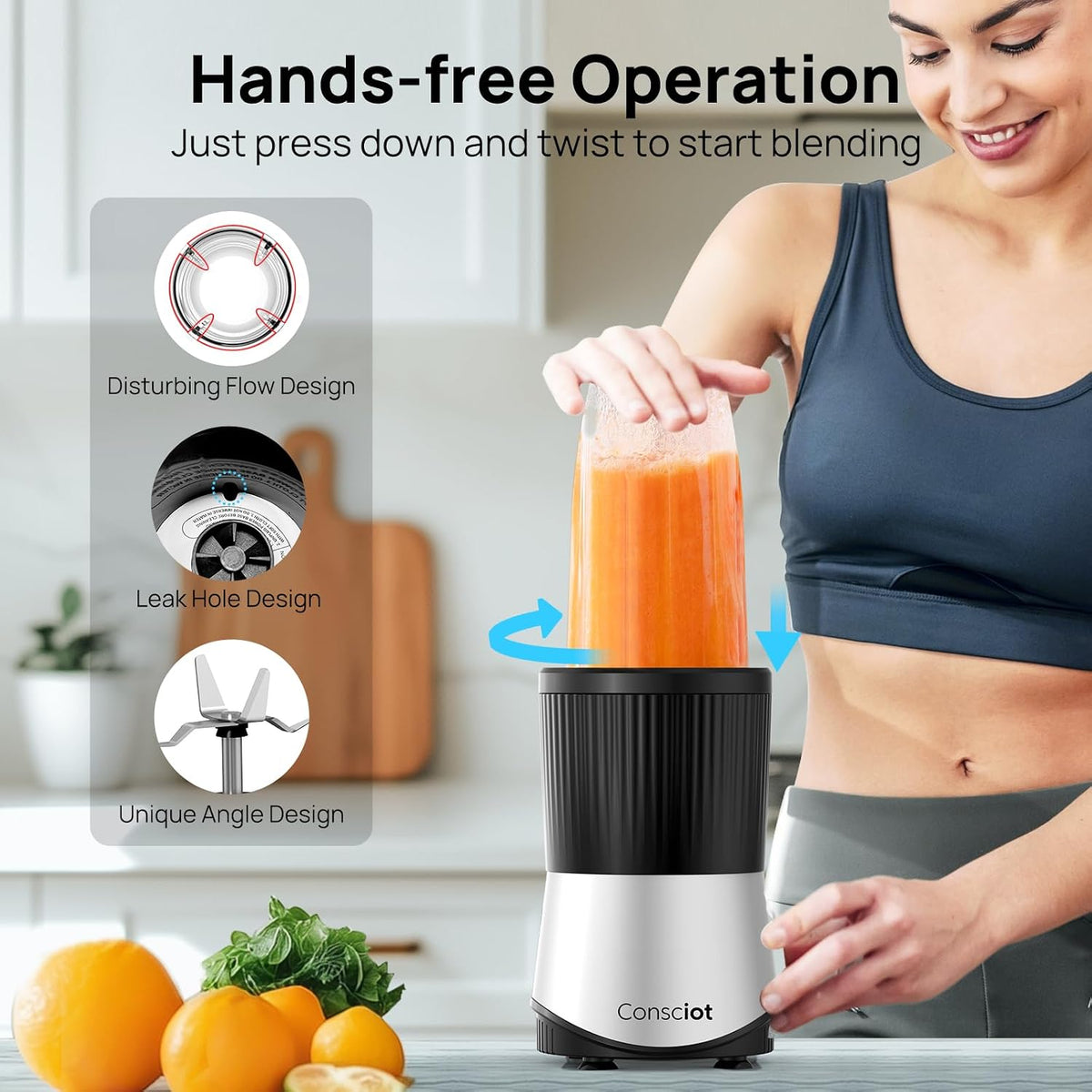 Consciot 11-Piece Blender for Kitchen and Personal Size, 900 Peak Watts