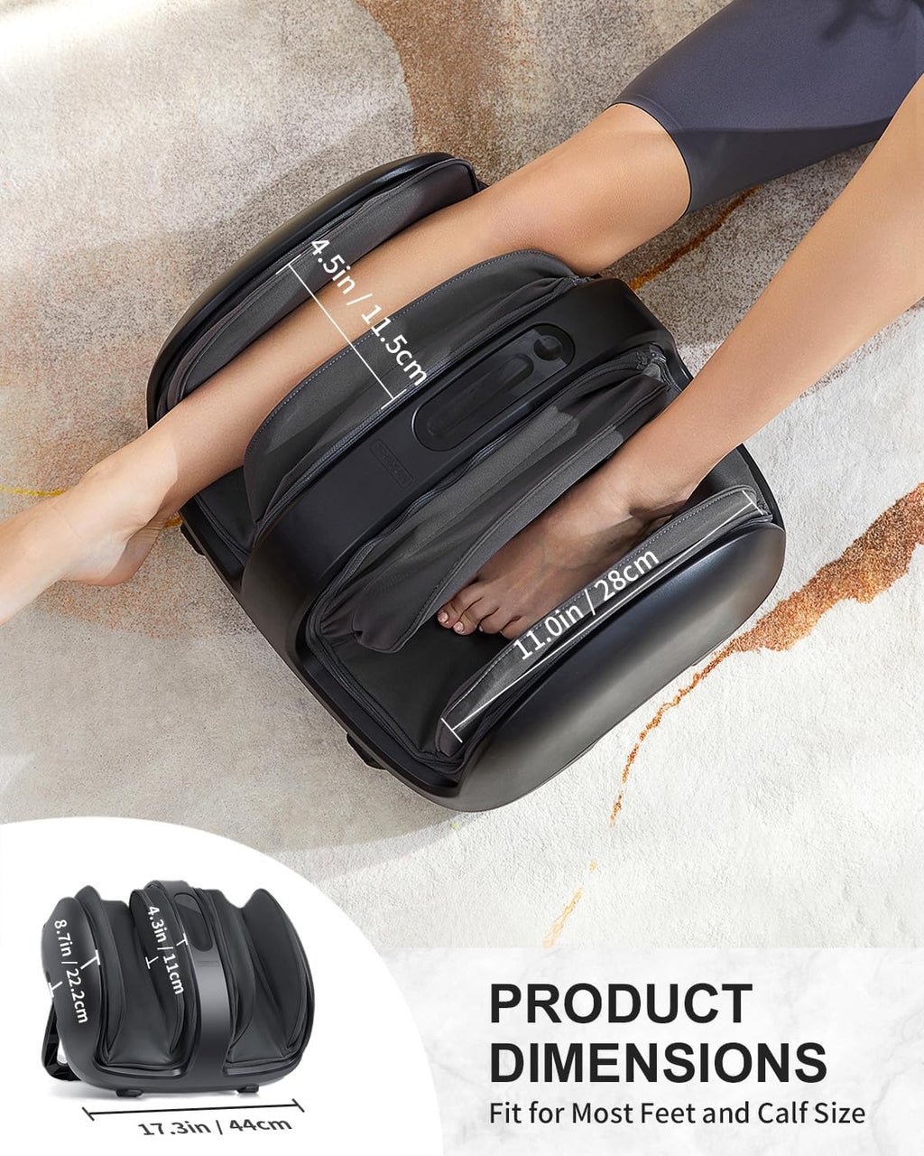 Nekteck Foot Massager with Heat, FSA Eligible Shiatsu Foot and Calf Massager with Air Compression, APP & Panel Control, Rolling, Vibration and Heat, Foot Massage Machine for Home Relaxation