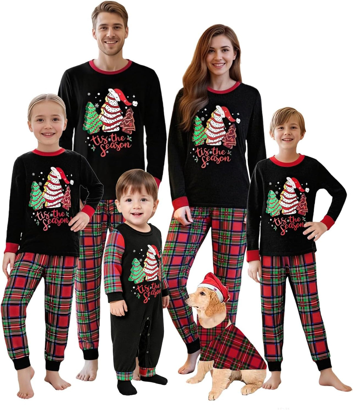 OAKFashion Christmas Family Pajamas Holiday Christma Pajama Family Matching Pjs Set Sleepwear Xmas Jammies