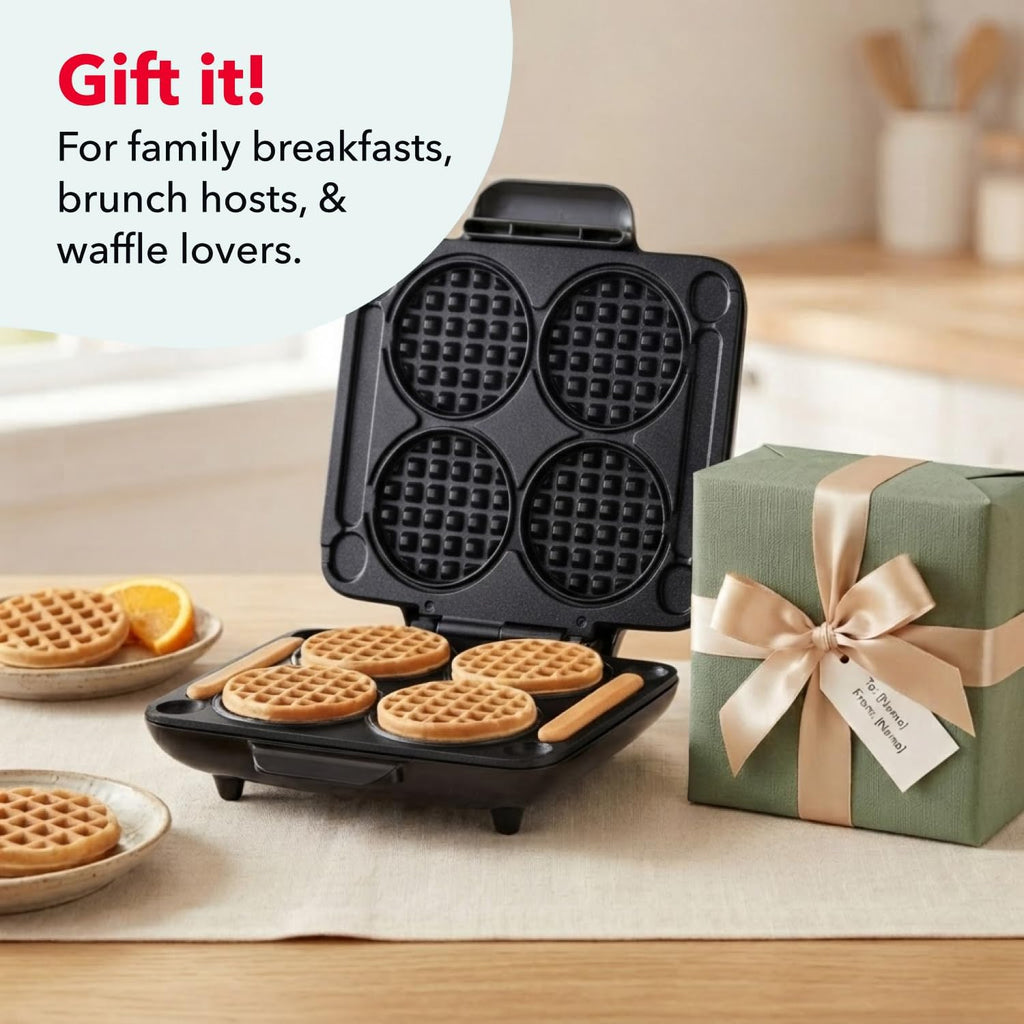 Dash Multi Mini Waffle Maker, Makes 4 Waffles at Once, Graphite