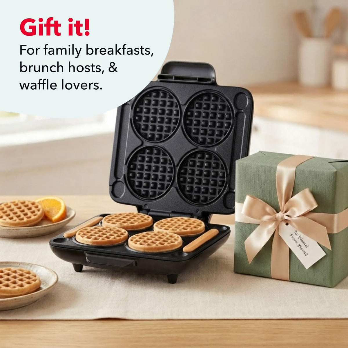 Dash Multi Mini Waffle Maker, Makes 4 Waffles at Once, Graphite