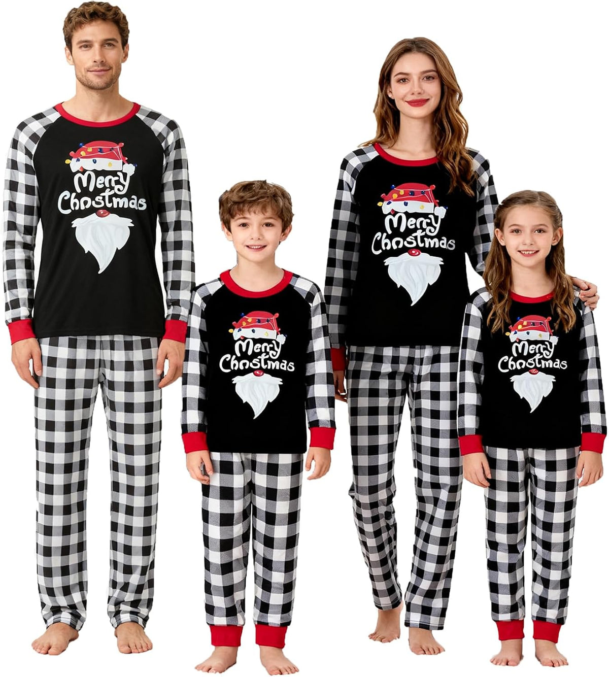 OAKFashion Christmas Family Pajamas Holiday Christma Pajama Family Matching Pjs Set Sleepwear Xmas Jammies