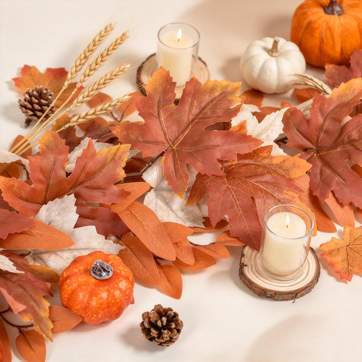 DearHouse 2 Pack Fall Garland Maple Leaf, 5.9Ft/Piece Hanging Vine Garland Artificial Autumn Foliage Garland Thanksgiving Decor for Home Wedding Fireplace Party Christmas (Green)